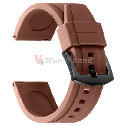 Bracelet de montre sport en silicone souple noir, marron, orange, bleu – Bracelets de 20 mm et 22 mm à libération rapide en caoutchouc de silicone