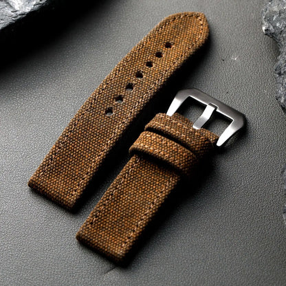 Cinturino per orologio in tela spessa, cinturino per orologio vintage da uomo da 22 a 24 mm, adatto per orologi meccanici, tela a doppio strato in stile robusto