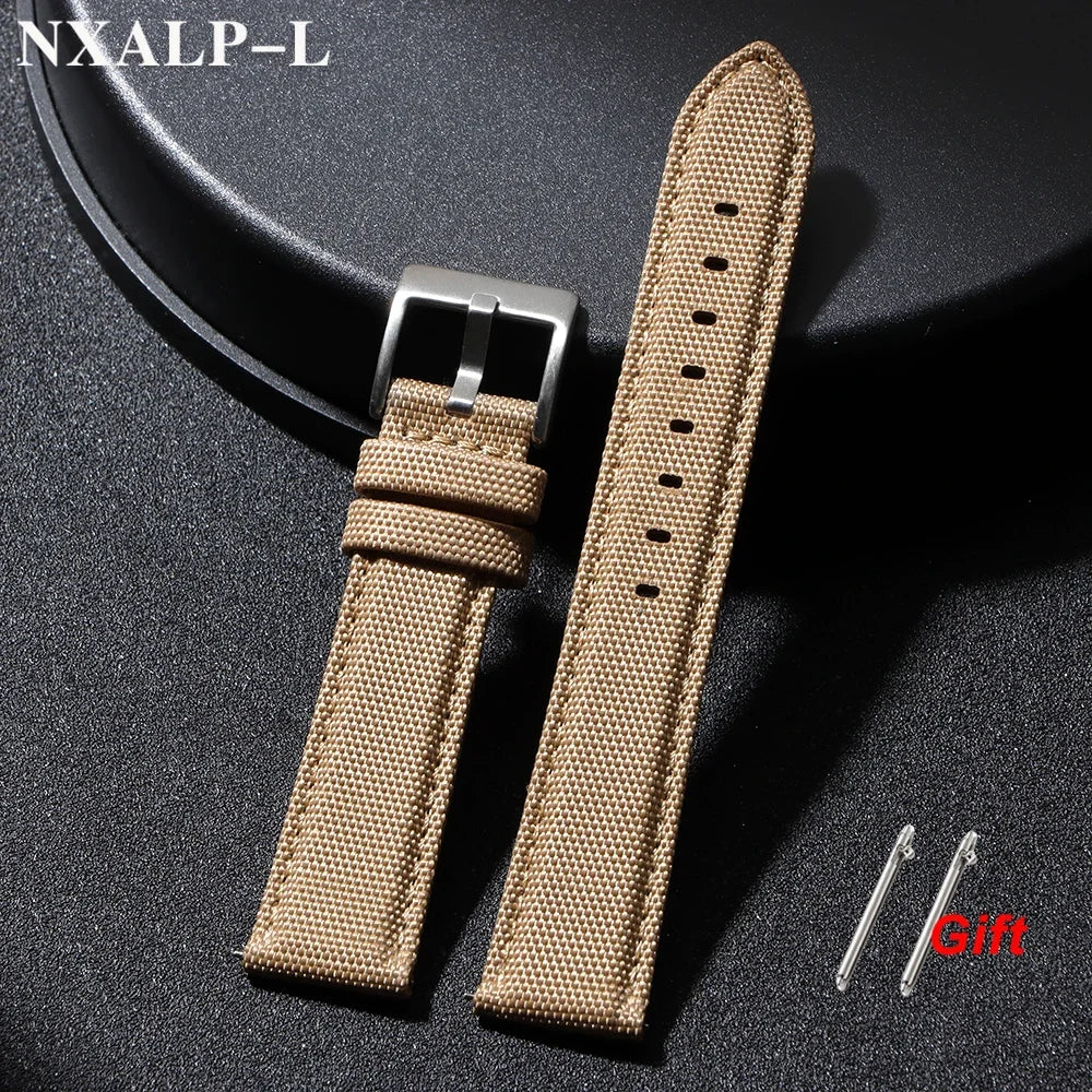 Bracelet de montre en cuir voile de qualité, 20mm 22mm, pour Seiko pour Omega, tissu en Nylon, accessoires de bracelet à dégagement rapide