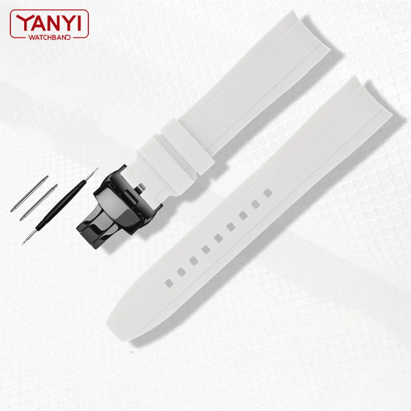 White rubber watch strap for Omega X Swatch, MoonSwatch, Constellation, waterproof, sport, watch band, curved end band, 20mm