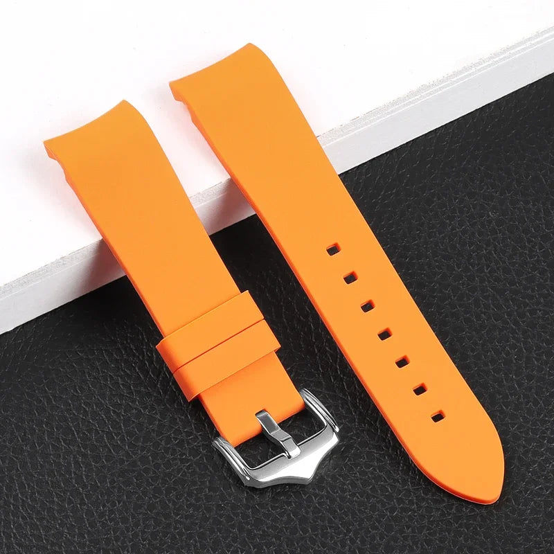 Bracelet en caoutchouc à extrémité incurvée, 20mm 22mm, en Silicone, pour Seiko, Bracelet de Sport étanche pour Rolex, haute qualité
