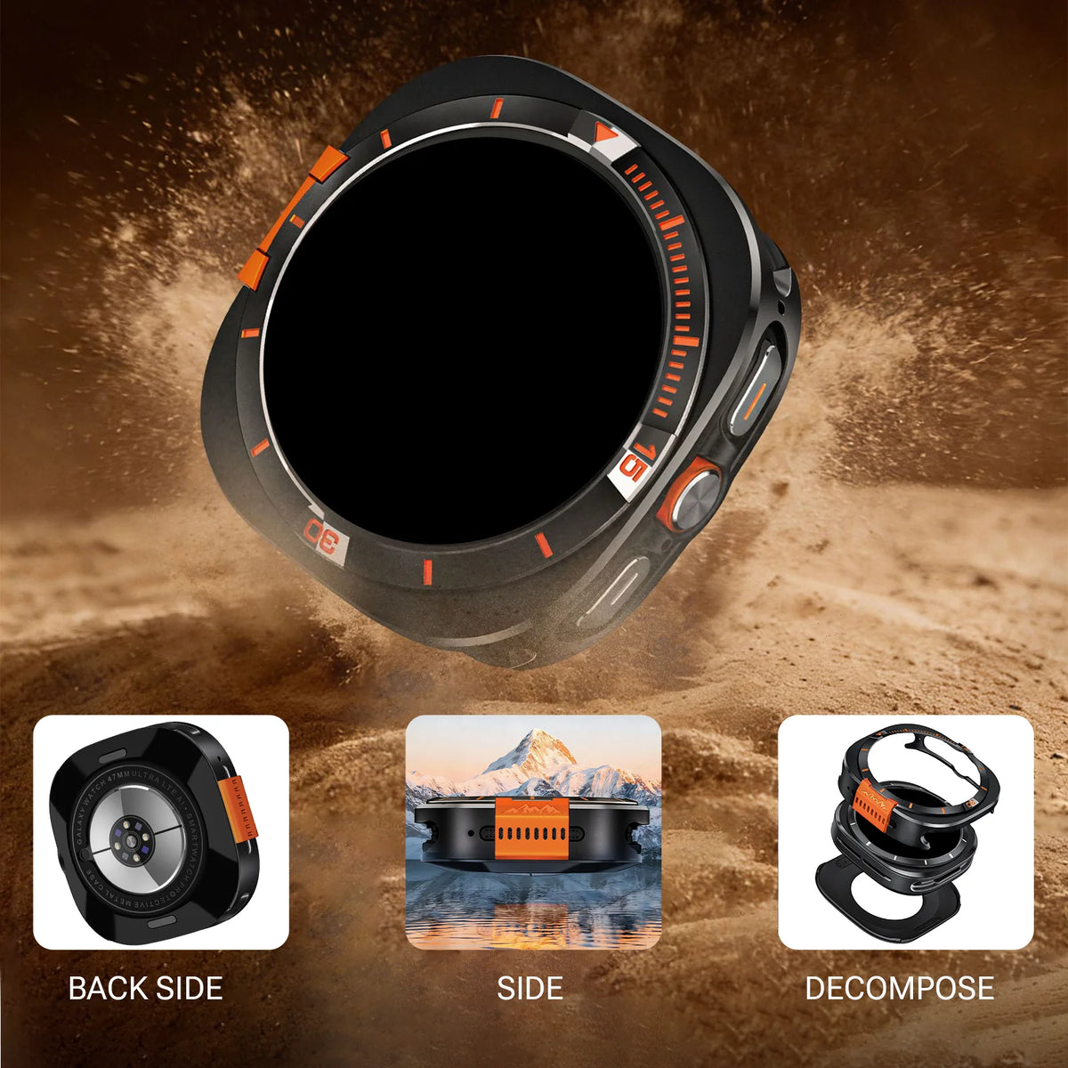 Funda protectora integral de metal para reloj Samsung Ultra de 47 mm, motivo de montaña, ideal para deportes de aventura al aire libre