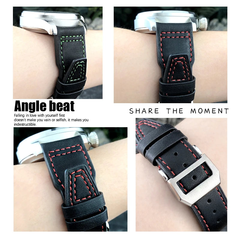Bracelet de montre en cuir véritable de vache épais, 20mm 21mm 22mm, pour montres IWC Big Pilot IW3777 IW3270 IW3881 IW5009
