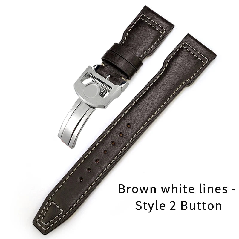 Bracelet de montre en cuir véritable de vache épais, 20mm 21mm 22mm, pour montres IWC Big Pilot IW3777 IW3270 IW3881 IW5009