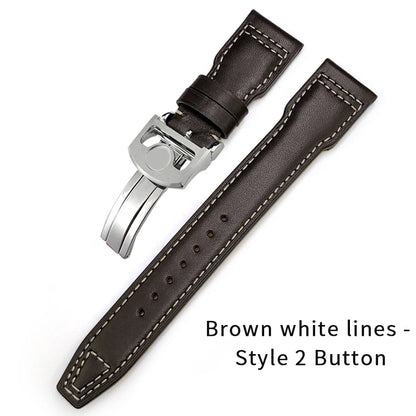 Bracelet de montre en cuir véritable de vache épais, 20mm 21mm 22mm, pour montres IWC Big Pilot IW3777 IW3270 IW3881 IW5009