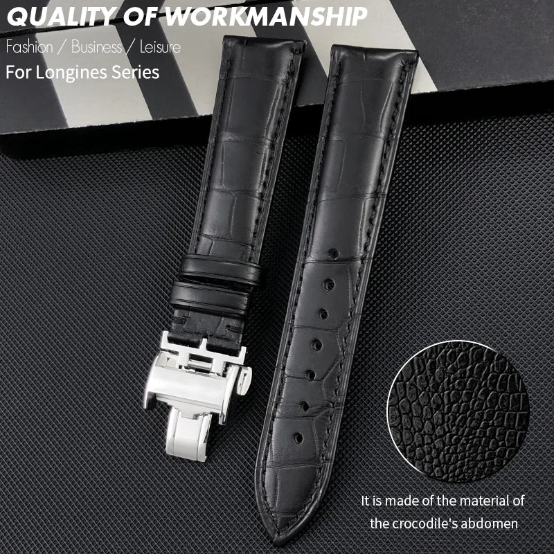 Cinturino per orologio in pelle di alligatore americano, in pelle di coccodrillo, 16mm 18mm 19mm 20mm 21mm 22mm, per cinturino per orologio Longines Master L2 L3 L4 L5