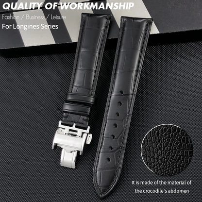 Cinturino per orologio in pelle di alligatore americano, in pelle di coccodrillo, 16mm 18mm 19mm 20mm 21mm 22mm, per cinturino per orologio Longines Master L2 L3 L4 L5