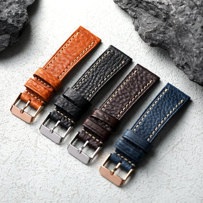 Cinturino in vera pelle italiana MBOX fatto a mano, cinturino da uomo in vera pelle marrone nera morbida non laminata da 18 20 22MM, cinturino per orologio in stile retrò