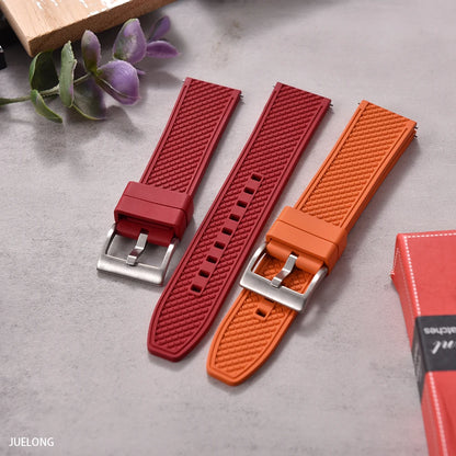 2025 NewFKM Bracelet de montre en caoutchouc 18 mm/20 mm/22 mm/24 mm |   Sangle de plongée à dégagement rapide, étanche, Anti-allergie, pour Seiko/Citizen/Garmin