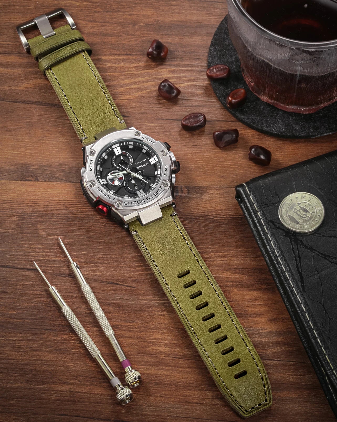 Pour g-shock GST-B100 bracelet de montre véritable Lenther doux à la mode remplacer les bracelets de poignet