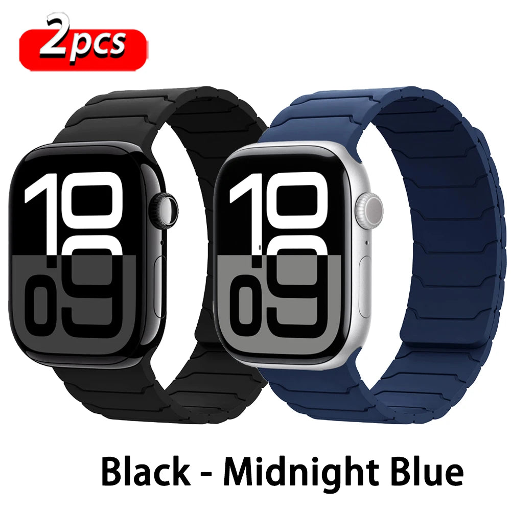 Magnetisches Armband für Apple Watch, 46 mm 44 mm 45 mm 40 mm 42 mm 41 mm, aus Silikon, Correa, Armband für IWatch Serie 11 10 SE 9 8 7 6 5 4 3