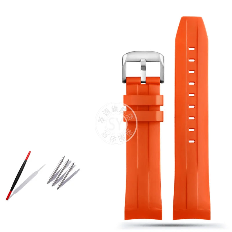 Rubber watch strap with curved interface, for Tissot 1853 Sports Starfish Seastar T series, 1853 120407 A T 120417 A 21mm 22mm strap