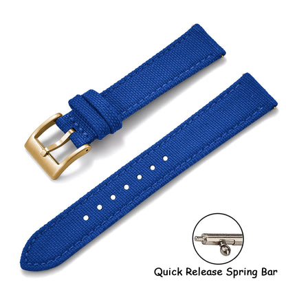 Watch Strap in Leather and Sailcloth, 18mm 20mm 22mm, for Nylon Cordura Strap, Quick Release Leather Strap for Omega Seiko Cartier Belt