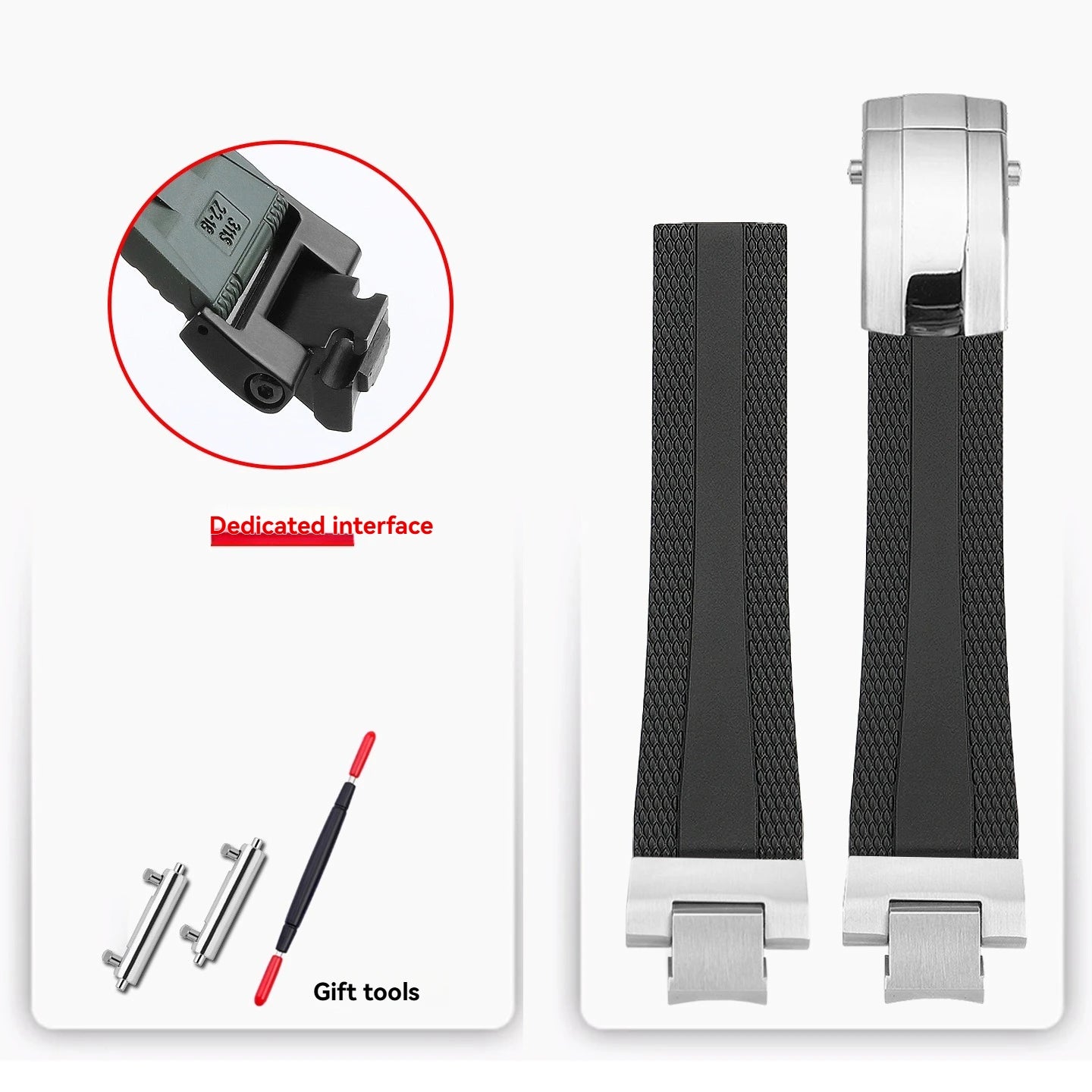 FKM rubber strap for Casio Steel Heart 4th generation 5657 GST-B400, men's quick-release modified fluororubber strap