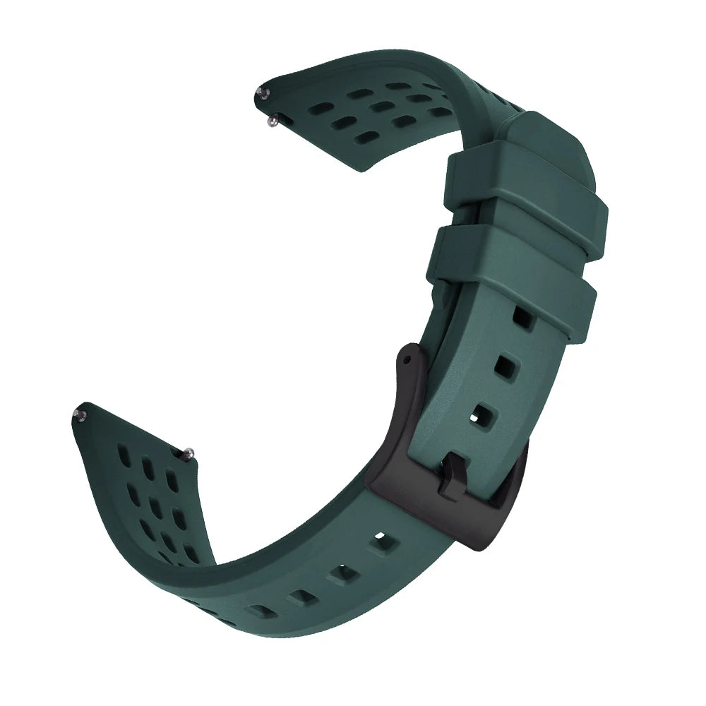 High Quality Quick Release FKM Fluoro Rubber Watch Strap 20mm 22mm New Design Porous Structure Ventilate FPM Rubber Watch Straps