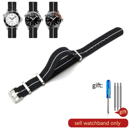 Retro Parachute Nylon Watch Strap for Rolex Tudor Biwan Omega Heuer IWC Men High-Density Knit 18 20 22mm Replacement Accessories