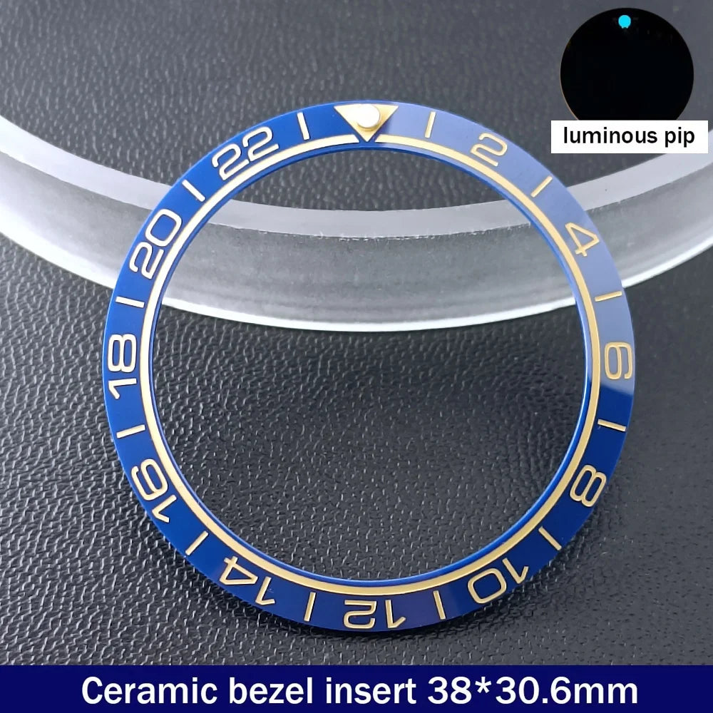38mm x 30.6mm Sloped Ceramic Bezel GMT and Diving Watch Insert for 40mm Men's Watch Replacement Watch Bezel Inserts