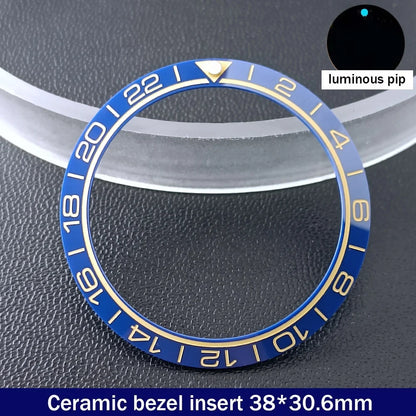38mm x 30.6mm Sloped Ceramic Bezel GMT and Diving Watch Insert for 40mm Men's Watch Replacement Watch Bezel Inserts