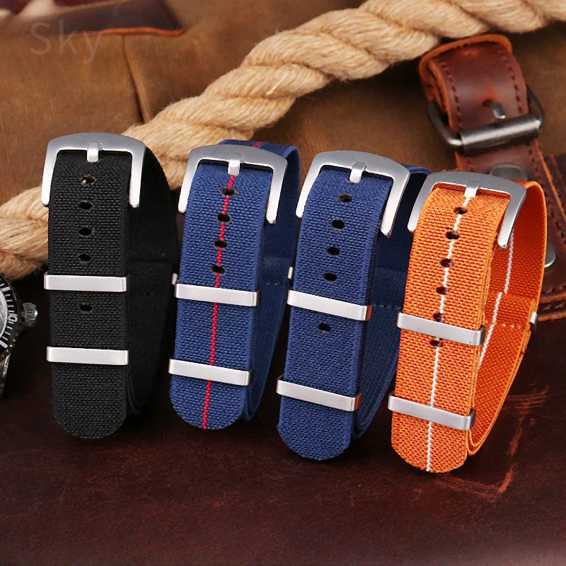 Retro Parachute Nylon Watch Strap for Rolex Tudor Biwan Omega Heuer IWC Men High-Density Knit 18 20 22mm Replacement Accessories