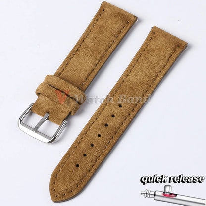 Cinturino per orologio in pelle scamosciata e bovina, 18mm 19mm 20mm 22mm, per Seiko per Huawei Watch Gt2/3/4, vintage, cucito a mano