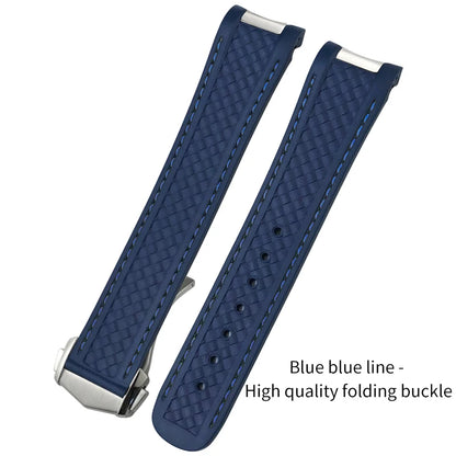 Bracelet de montre en caoutchouc fluoré FKM coloré de qualité supérieure, 19mm, 20mm, 21mm, pour Omega Seamaster 300 Aqua Terra AT150, bracelet de montre souple, outil