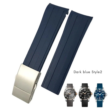 Cinturino per orologio in gomma di alta qualità, 19 mm 20 mm 21 mm 22 mm, adatto per Longines Hydroconquest L3 780 781 782 841, cinturino in silicone impermeabile