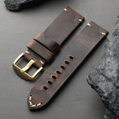 Cinturino in vera pelle di alta qualità, cinturino in bronzo, 20 22 23 24 26MM, cinturino spesso in pelle bovina da uomo, strato superiore italiano
