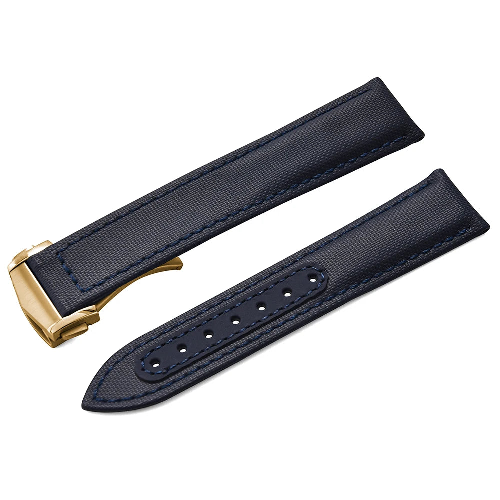 Bracelet de montre en Nylon en tissu voile, 20mm 22mm, en cuir, pour Omega Seamaster Swatch, boucle pliante, Bracelet universel