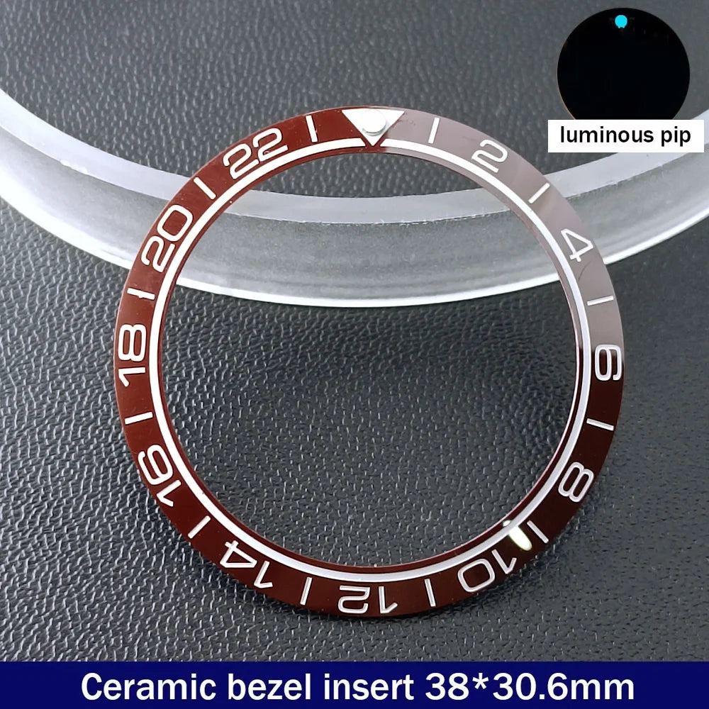 38mm x 30.6mm Sloped Ceramic Bezel GMT and Diving Watch Insert for 40mm Men's Watch Replacement Watch Bezel Inserts