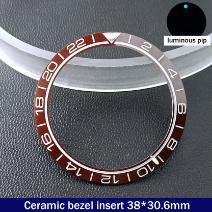 38mm x 30.6mm Sloped Ceramic Bezel GMT and Diving Watch Insert for 40mm Men's Watch Replacement Watch Bezel Inserts