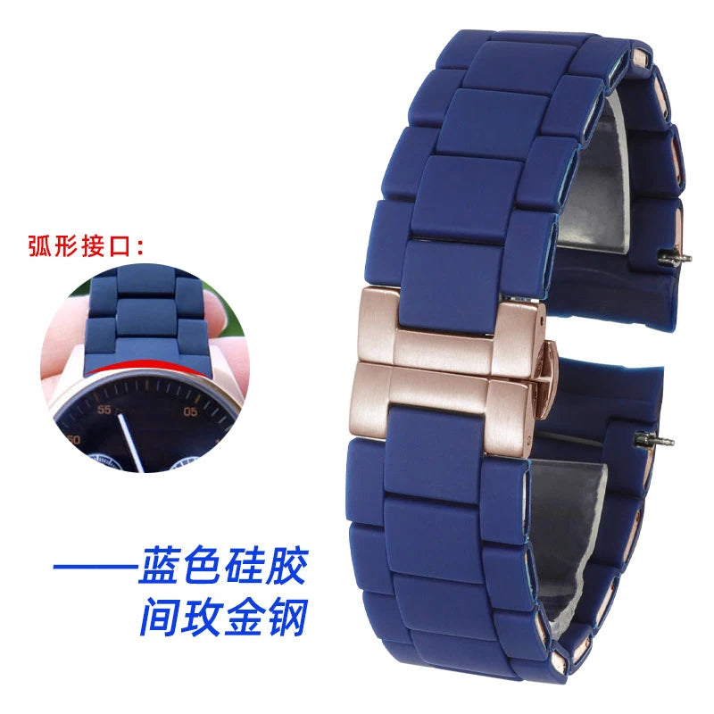 Men's and Women's Blue Stainless Steel Watch Band, Metal Strap Straight End Watchband Fashion Watch, 8mm, 10mm, 12mm, 16mm, 18mm, 20mm, 21mm, 22mm