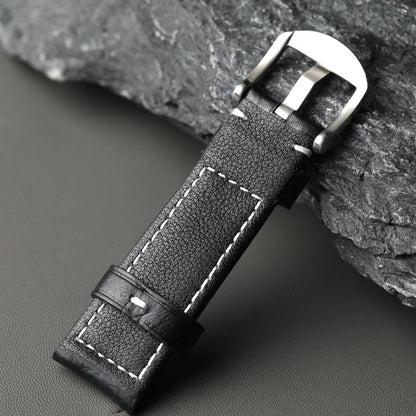 Cinturino in pelle fatto a mano nero 20 22 24 26mm, stile vintage, cinturino in pelle ispessita da uomo, compatibile con cinturino per orologio PAM