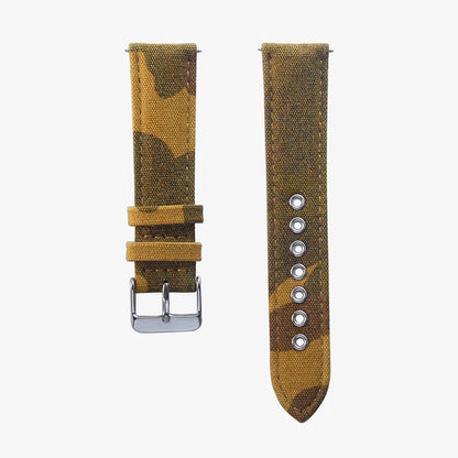 CamSolomon - Military Watch Strap, Brown Canvas, Waterproof, 20mm 22mm