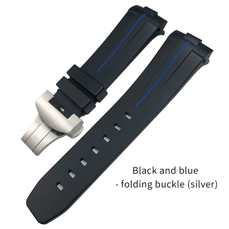 Bracelet de montre en caoutchouc naturel à extrémité incurvée de 24mm, pour Panerai LUMINOR SUBMERSIBLE PAM, en Silicone, étanche, boucle papillon