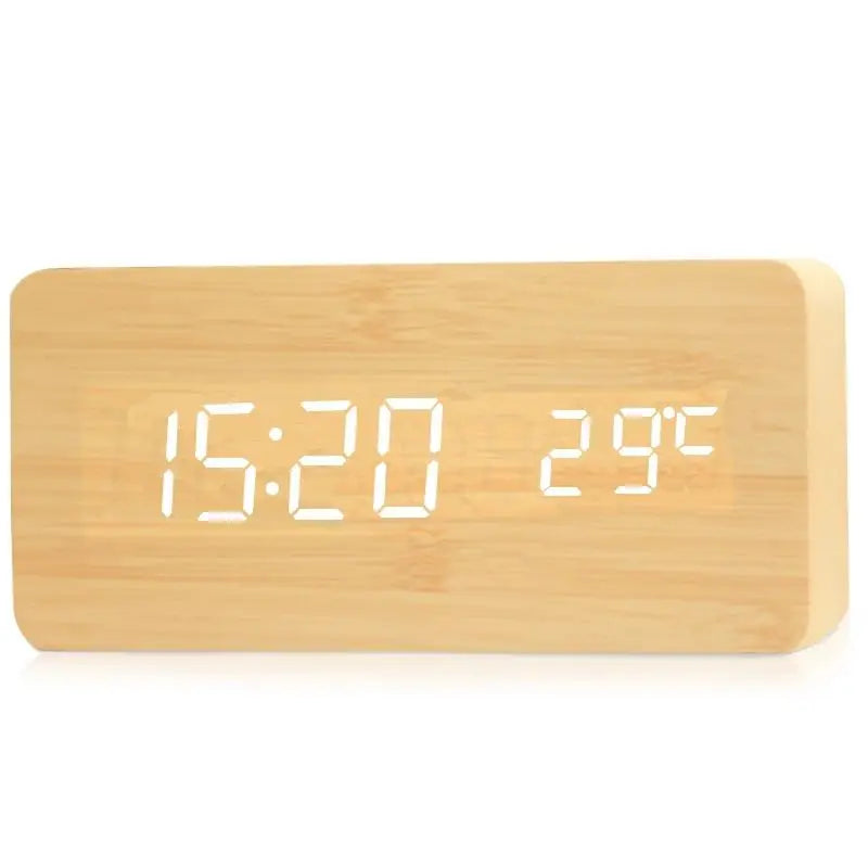 Réveil numérique en bois, réveil LED avec température, horloges de bureau pour bureau, horloge de chevet