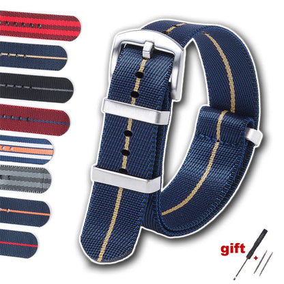High-Quality Nylon Watch Strap, 18/20/22mm, High Density, Green, Military, Casual, Outdoor, Army, Replacement Strap