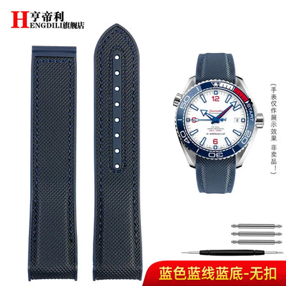 Bracelet à extrémité incurvée pour hommes, 8 couleurs, pour Omega Seamaster 300 Ocean Speedmaster 8900 Planet Ocean, 20m 22mm, tissu en Nylon et caoutchouc