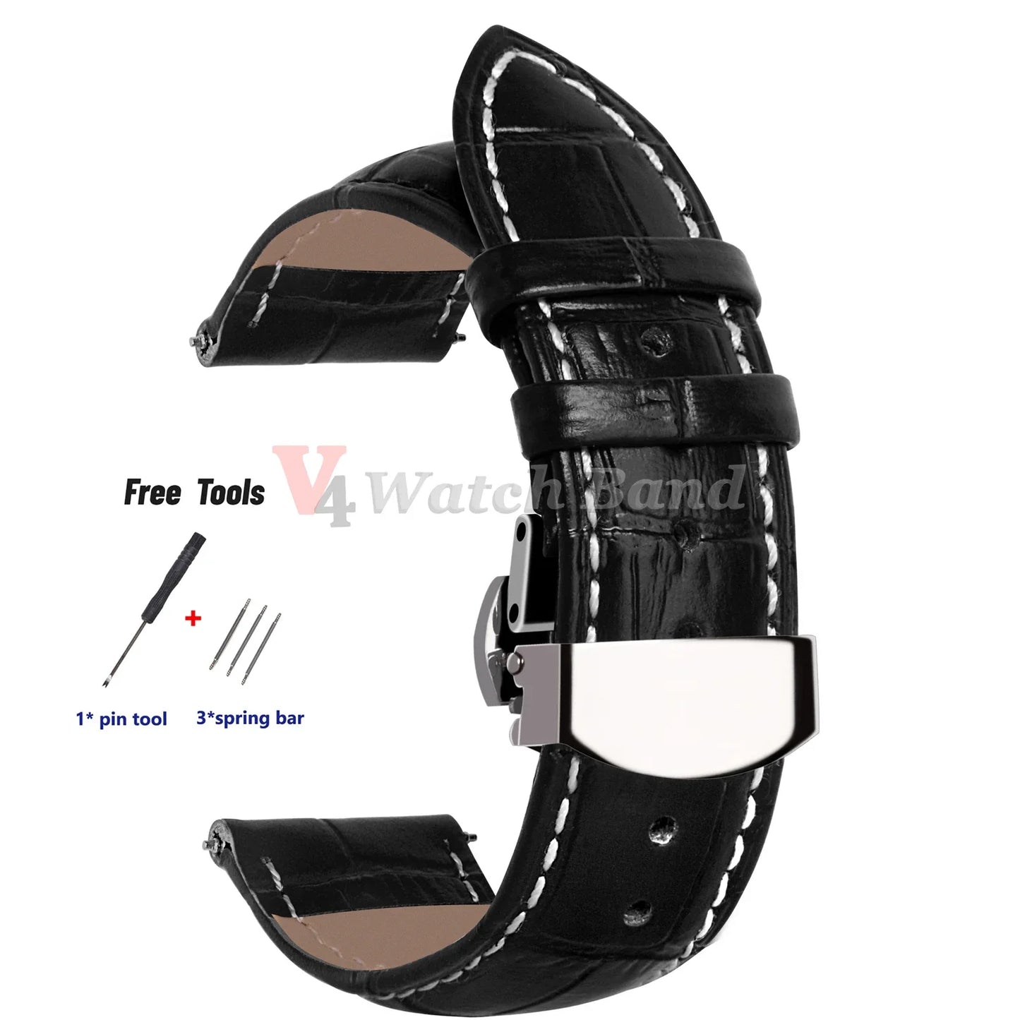Cinturino per orologio 18 mm 20 mm 22 mm 24 mm, motivo coccodrillo, per Omega, cinturino da polso per Seiko Vintage, fibbia a farfalla di ricambio