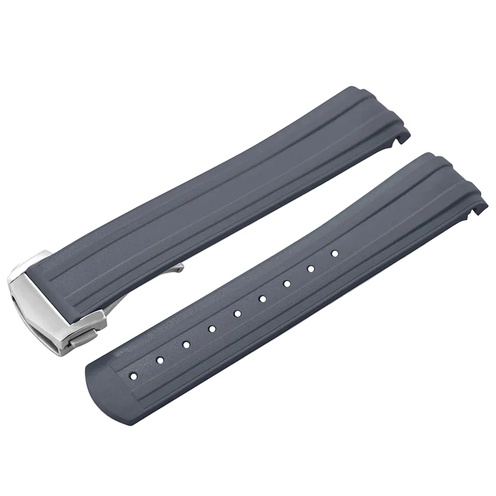 OZE Premium Rubber Fast Watch Strap - Curved End - Deployment Clasp