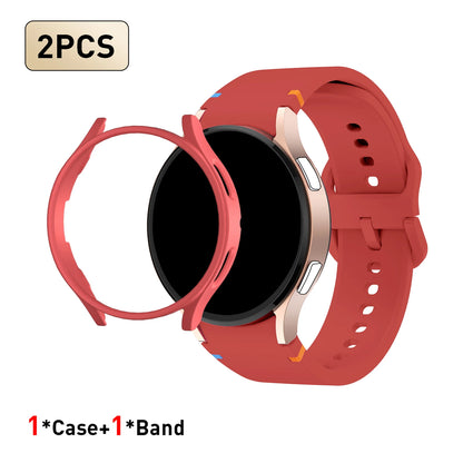 Set di 2 pezzi (cinturino e custodia) per Samsung Watch FE/7/6/5/4/5 Pro, stile punto piatto, compatibile con quadranti da 40/44/45mm, protezione anticaduta, confezione regalo