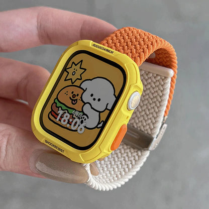 Étui à bonbons + bracelet pour Apple Watch Series 11 10 9 8 7 45mm 41 Band SE 6 5 4 44 40mm, bracelet en nylon pour iwatch Ultra 49mm