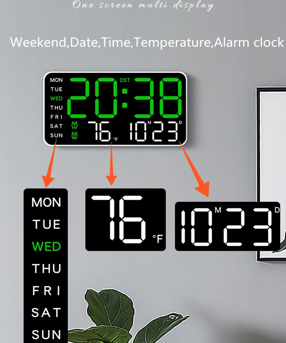 Horloge murale numérique à température, affichage LED, USB/batterie DST, grande Table, réveil pour salon, chambre à coucher, décorations de maison