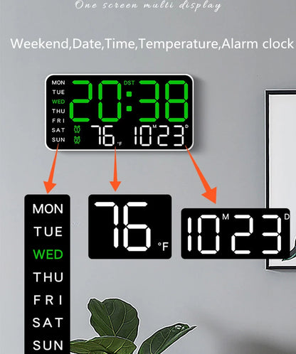 Horloge murale numérique à température, affichage LED, USB/batterie DST, grande Table, réveil pour salon, chambre à coucher, décorations de maison