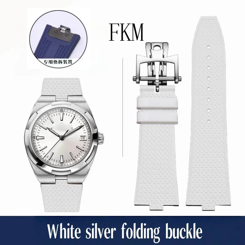 Bracelet de montre en caoutchouc Fluoros FKM à dégagement rapide, pour bracelet Vacheron VC Overseas 4300V 4500V 5500V 7900V, 24x7mm