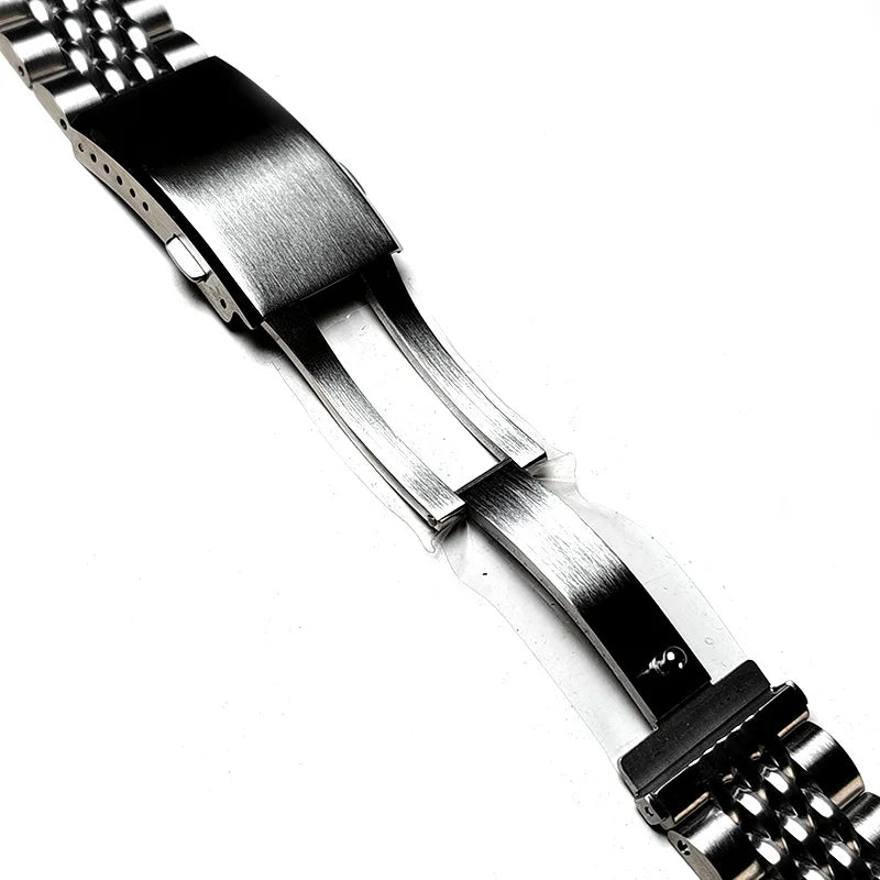 Cinturino di lusso in acciaio inossidabile massiccio 316L, 20mm 22mm, per orologi Seiko Jubilee, maglie terminali regolabili, cinturino a maglie, perle a chicco di riso