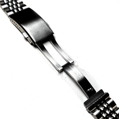 Cinturino di lusso in acciaio inossidabile massiccio 316L, 20mm 22mm, per orologi Seiko Jubilee, maglie terminali regolabili, cinturino a maglie, perle a chicco di riso