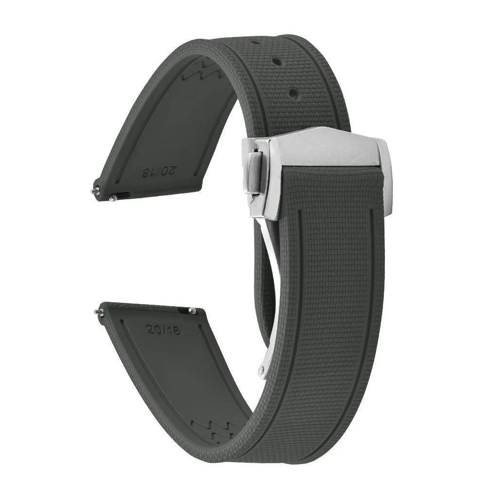 Premium Quality FKM Soft Rubber Watch Strap 20mm 21mm 22mm Sailcloth Texture Sport Band Quick Release Universal Watchband for DLug