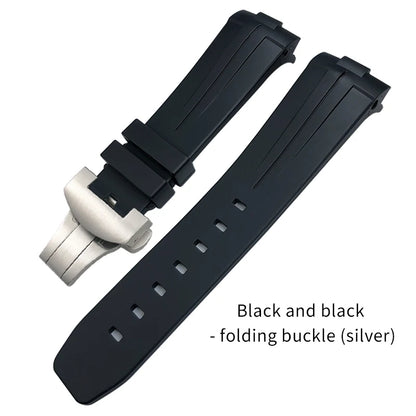 Bracelet de montre en caoutchouc naturel à extrémité incurvée de 24mm, pour Panerai LUMINOR SUBMERSIBLE PAM, en Silicone, étanche, boucle papillon