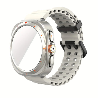 Ensemble d'accessoires pour Samsung Galaxy Watch 7/6 (40mm/44mm), 2 pièces, étui de protection ultra-résistant, bracelet respirant en verre trempé HD