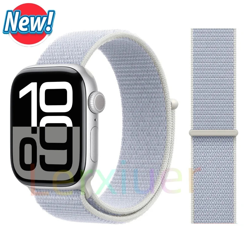 适用于 Apple Watch 46mm 44mm 45mm 40mm 41mm 42mm 的尼龙回环表带，适配 iWatch 系列 11 10 9 SE 8 7 6 5 4 Ultra 3 2 49mm